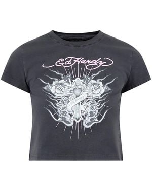 Ed Hardy Vintage Burning Cross Baby T-Shirt - Blue