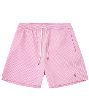 Polo Ralph Lauren Seersucker Stripe Swim Shorts - Pink