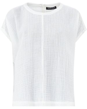 Eileen Fisher Round Neck Boxy Top - White