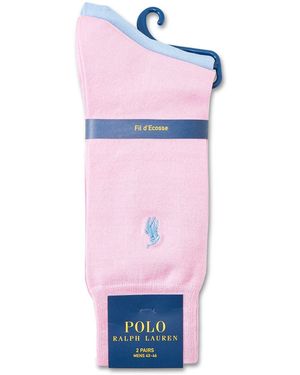 Polo Ralph Lauren 2 Pack Mercerised Crew Socks - Pink