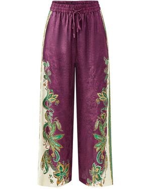 ALÉMAIS Ruthie Wide Leg Trousers, Viscose - Purple