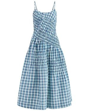 Damson Madder Lyra Tomboy Check Midi Dress - Blue