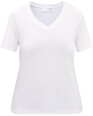 SELECTED Essential Short Sleeve V-Neck Tee - White
