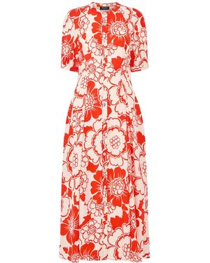 Whistles Multi Bloom Floral Midi Dress - Red
