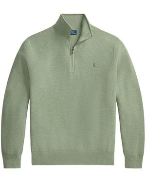 Polo Ralph Lauren Texture Quarter Zip Jumper - Green