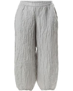 Grizas Taper Crinkled Cream Silk Trousers - Grey