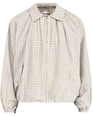Damson Madder Lailah Lightweight Gingham Bomber Jacket - White