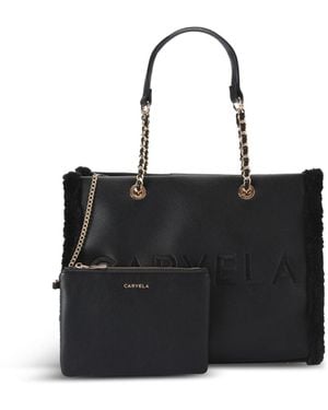 Carvela Kurt Geiger Frame Fur Tote Bag - Black
