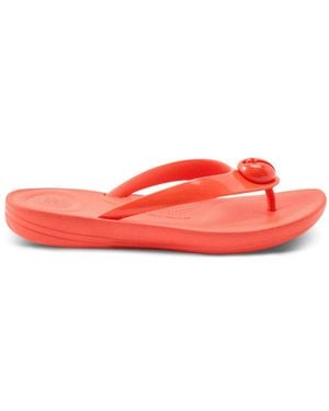 Fitflop Iqushion Glossy-Button Flip-Flops - Red