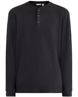 Only & Sons Stobie Long Sleeve Henley T-Shirt - Black