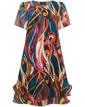 James Lakeland Abstract Print Wave Hem Dress, Polyester - Red