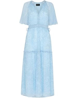 Whistles Bamboo Leaves Gathered Dress - Blue