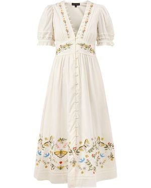 Nobody's Child Elizabeth Scarlett Saffy Embroidered Midi Smock Dress - White