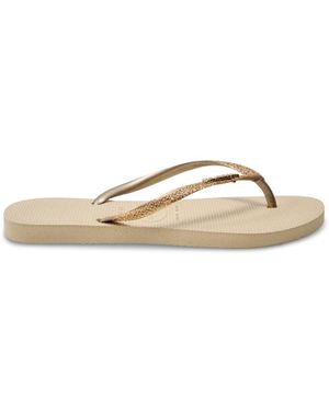 Havaianas Slim Glitter Flip Flops Golden Light - Metallic