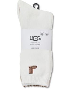 UGG Classic Crew 3-Pack Socks - White