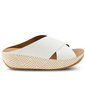 Fitflop Lulu Lux Graphic-Weave Cross Slides - Natural