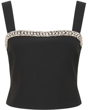 Forever New Women's Camilla Embellished Trim Crepe Top - Black