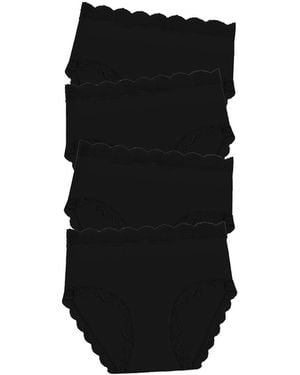 Stripe & Stare High Rise Knicker 4 Pack - Black