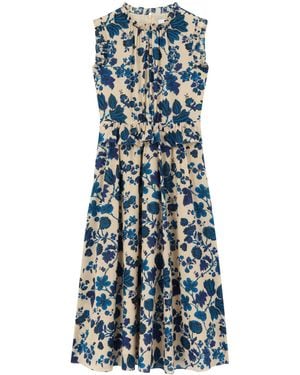 LK Bennett Isolde Birch & Cotton Dress Cotton Voile Dress W - Blue