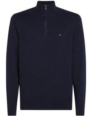 Tommy Hilfiger Pima Cashmere Blend Zip Jumper - Blue