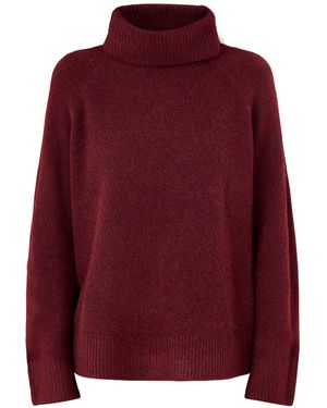 Nobody's Child Roll Neck Jumper Relaxed Fit Burgundy - Red