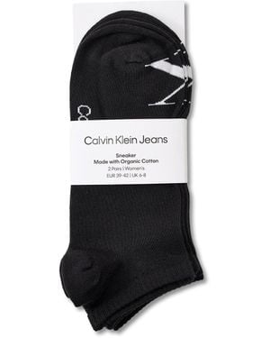 Calvin Klein Quarter 2P Monogram Socks - Black