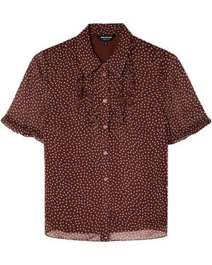Whistles Polka Dot Sheer Sleeve Blouse - Red