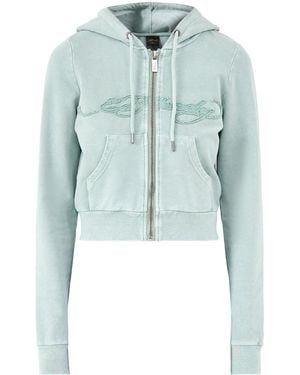 Ed Hardy Applique Back Tattoo Cropped Hoodie - Blue