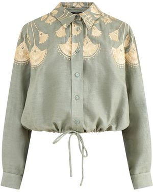 Kori Papyrus Cropped Shirt Khaki - Multicolour