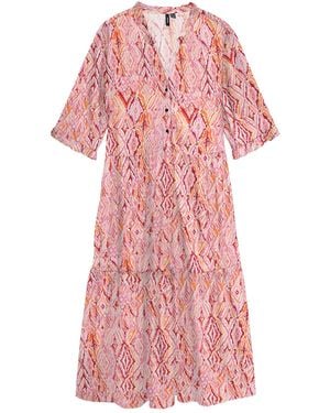 Vero Moda Frill Calf Length Dress - Pink