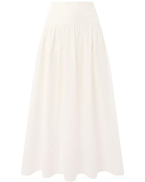 Whistles Cotton Waisted Midi Skirt - White
