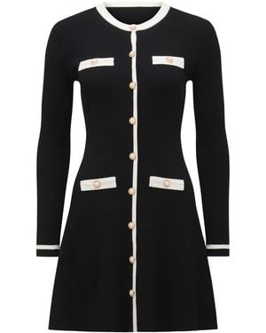 Forever New Kerry Contrast Long Sleeves Knit Mini Dress - Black