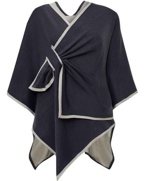 James Lakeland Front Knot Poncho - Blue