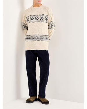 Jack & Jones Lumax Fairisle Knit Crew Neck Jumper - White