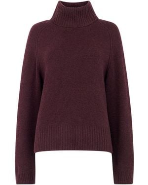 Whistles Roll Neck Mix Jumper - Purple
