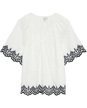 Vero Moda Viana Short Sleeve V-Neck Blouse - White