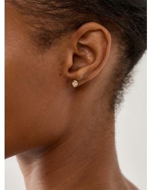 Astrid & Miyu Pear Bezel Earring Studs - Metallic