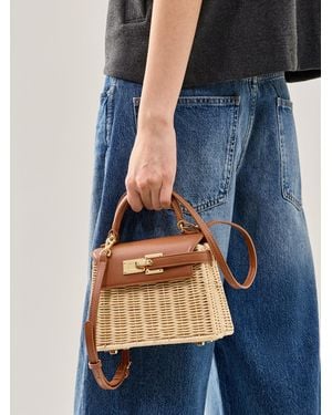 JW PEI Elise Natural Rattan Bag - Blue