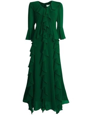 James Lakeland V-Neck Ruffle Dress - Green