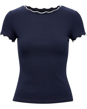 Forever New Rebecca Scallop Trim T-Shirt - Blue