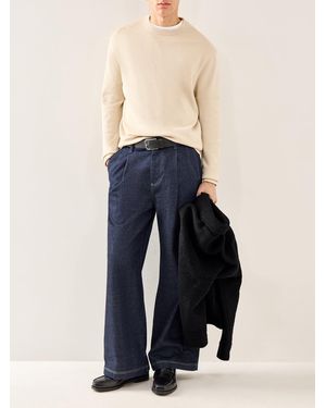 SELECTED Relaxed Crew Neck Sweatshirt Cream - Blue