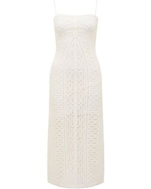 Forever New Arianna Engineered Crochet Midi Dress - White