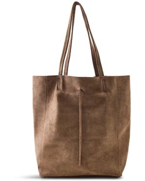 Marlon Big Suede Shopper Bag - Grey