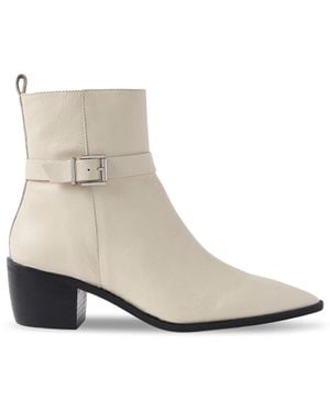 Mint Velvet Women's Leather Buckled Ankle Boots - White