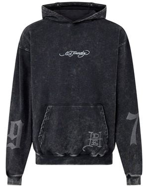 Ed Hardy Flaming Tiger Relaxed Hoodie - Blue