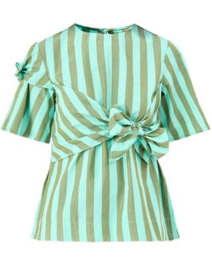 Damson Madder Estelle T-Shirt Blouse Stripe - Green