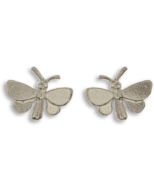 Alex Monroe Women's Tiny Butterfly Stud Earrings - White