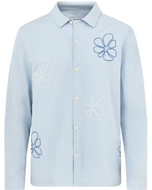 Wax London Cross Stitch Long Sleeve Shirt - Blue