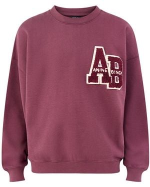 Anine Bing Miles Letterman Sweatshirt - Purple