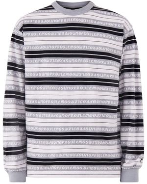 No Problemo Jacquard Stripe Long Sleeve T-Shirt - White
